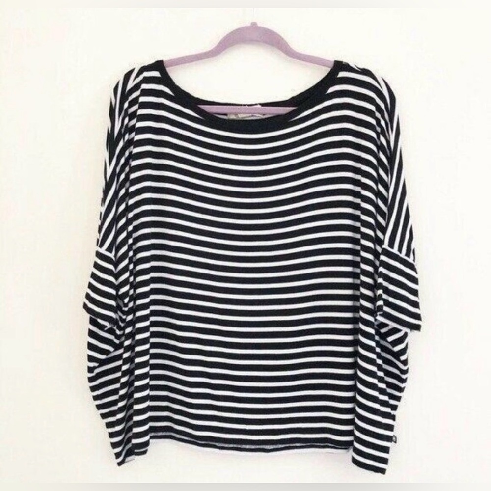 Michael Kors Black and White Striped Dolman Top